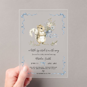 Geslacht neutrale waterverf Eekhoorn Baby Shower Acryl Uitnodigingen