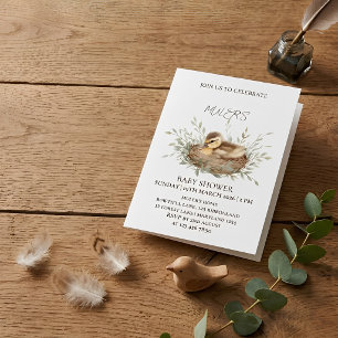 Geslacht Neutrale Waterverf Eendje Baby Shower Uit Kaart