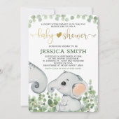 Geslacht Neutrale Waterverf Elephant Baby shower Kaart (Voorkant)