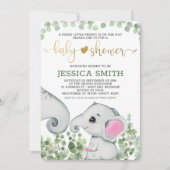 Geslacht Neutrale Waterverf Elephant Baby shower Kaart (Voorkant)