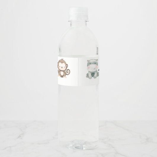 Geslacht Neutrale Waterverf Wilde Safari Dieren Ba Waterfles Etiket (Achterkant)