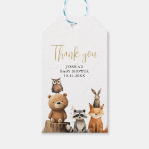 Geslacht neutrale Woodland Dieren Baby shower guns Cadeaulabel