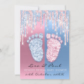 Geslacht Ontdek Glitter Drip Pink Blue Baby Boy Gi Kaart (Achterkant)