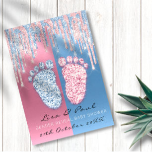 Geslacht Ontdek Glitter Drip Pink Blue Baby Boy Gi Kaart