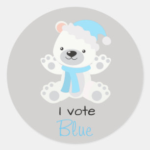 Geslacht onthuld I Stem op Blauw IJsbeer Kerstmis Ronde Sticker