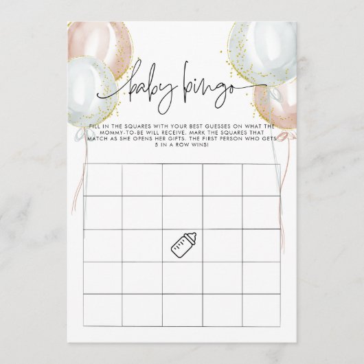 Geslacht onthullen Baby Bingo Douche Spel Kaart (Voorkant)