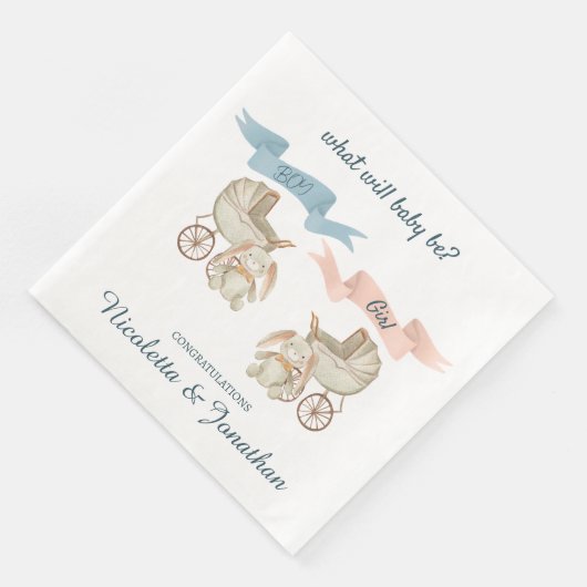 Geslacht onthullen Baby Bunny roze of blauw Servet (Hoek)
