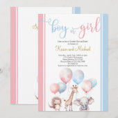 Geslacht onthullen baby dieren uitnodiging (Voorkant / Achterkant)