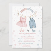 Geslacht onthullen baby kleding party uitnodiging (Voorkant)