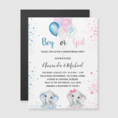 Geslacht onthullen baby olifanten magnet-uitnodigi (Voorkant / Achterkant)
