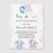 Geslacht onthullen baby olifanten magnet-uitnodigi (Voorkant)