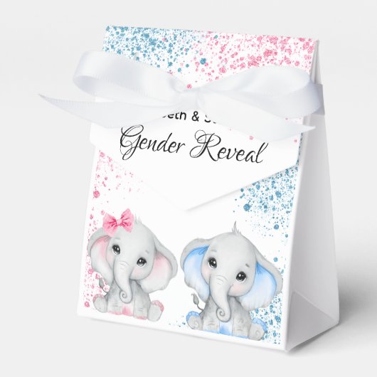 Geslacht onthullen baby olifanten meisje roze blau bedankdoosjes (Voorkant Zijde)