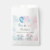 Geslacht onthullen baby shower blauw roze olifante bedankzakje (Voorkant)