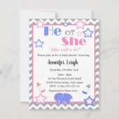 Geslacht onthullen baby shower dat hij of zij baby kaart (Voorkant)