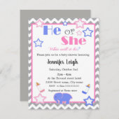 Geslacht onthullen baby shower dat hij of zij baby kaart (Voorkant / Achterkant)