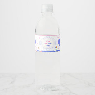 Geslacht onthullen baby shower dat hij of zij baby waterfles etiket