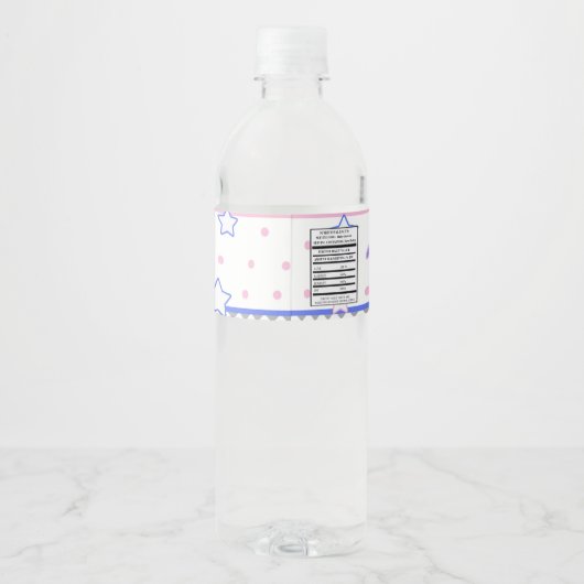 Geslacht onthullen baby shower dat hij of zij baby waterfles etiket (Achterkant)