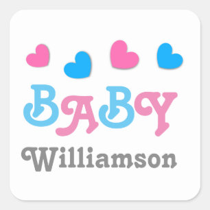 Geslacht onthullen Baby shower Harten Collectie A0 Vierkante Sticker