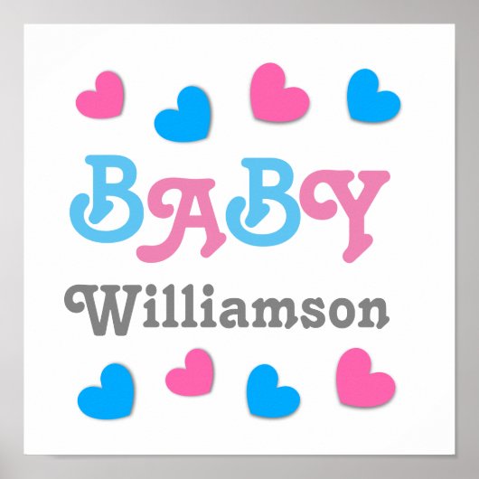 Geslacht onthullen Baby shower Harten Collectie A1 Poster (Voorkant)