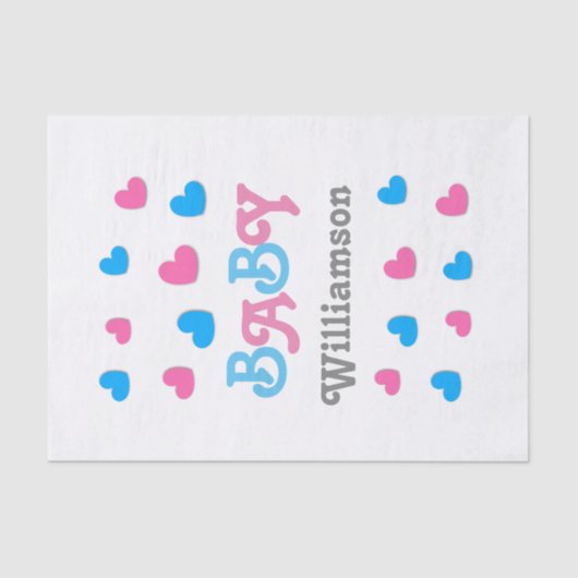 Geslacht onthullen Baby shower Harten Collectie A2 Tissuepapier (Voorkant)