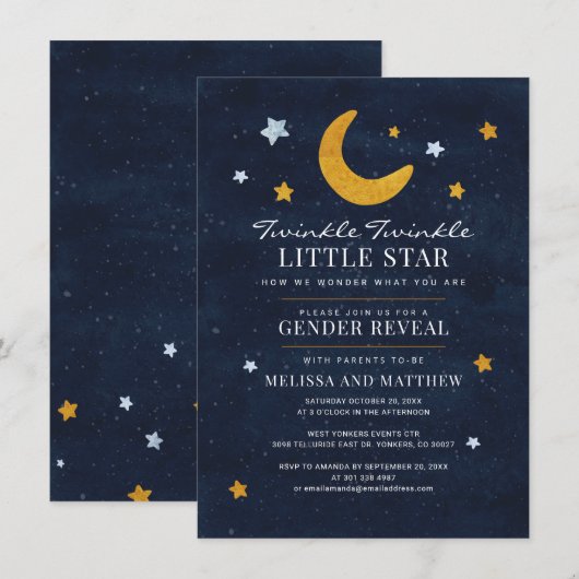 Geslacht onthullen Baby shower Jongen Girl Moon St Kaart (Voorkant / Achterkant)