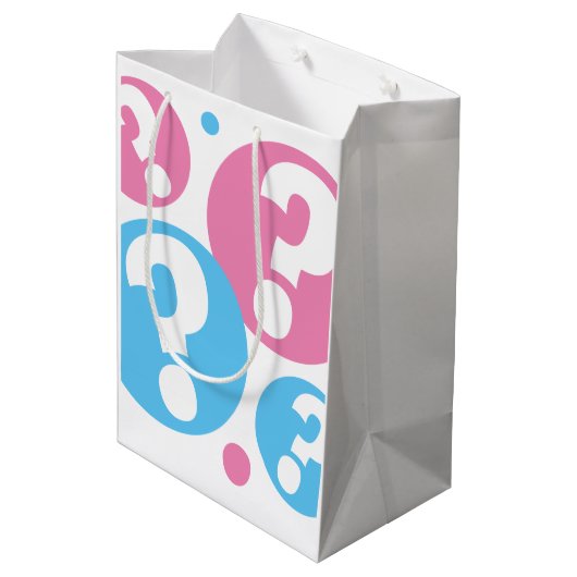Geslacht onthullen baby shower jongen meisje vraag medium cadeauzakje (Achterkant Gekanteld)
