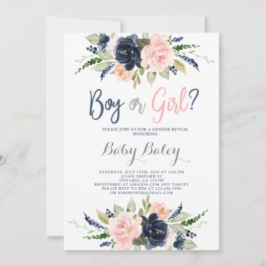 Geslacht onthullen baby shower kaart (Voorkant)