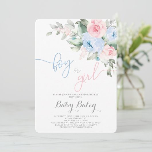 Geslacht onthullen baby shower kaart (Staand voorkant)