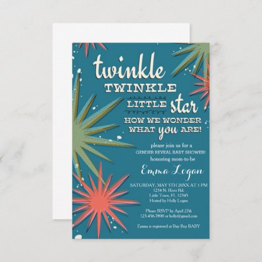 Geslacht onthullen Baby shower Kaart (Voorkant / Achterkant)