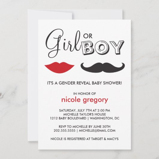 Geslacht onthullen Baby shower Kaart (Voorkant)