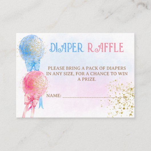 Geslacht onthullen Baby shower luier loterij Informatiekaartje (Voorkant)