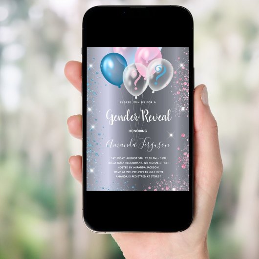 Geslacht onthullen baby shower meisje zilver kaart