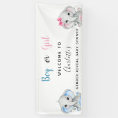 Geslacht onthullen baby shower olifant meisje spandoek (Verticaal)
