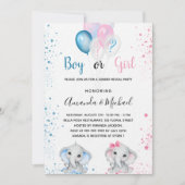 Geslacht onthullen baby shower olifanten luxe kaart (Voorkant)