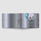 Geslacht onthullen baby shower partij zilverblauw  gastenboek (Volledig)