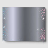 Geslacht onthullen baby shower partij zilverblauw  gastenboek (Achterkant)