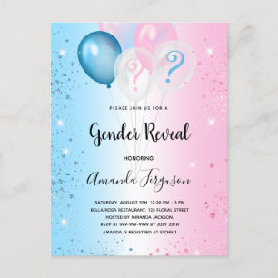 Geslacht onthullen baby shower roze blauw meisje uitnodiging briefkaart