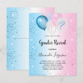 Geslacht onthullen baby shower roze blauw meisje uitnodiging briefkaart (Voorkant / Achterkant)