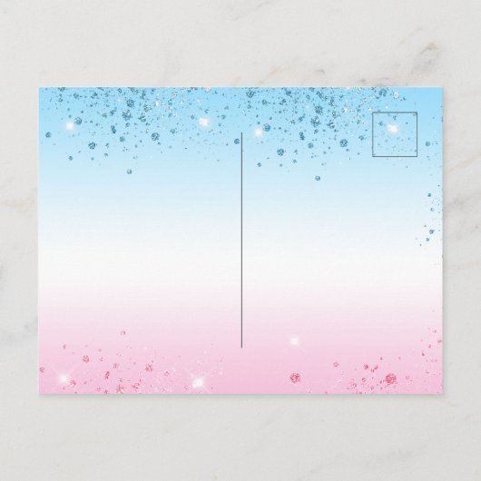 Geslacht onthullen baby shower roze blauw meisje uitnodiging briefkaart (Achterkant)