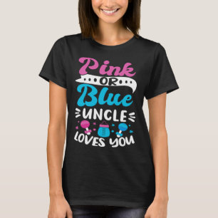 Geslacht onthullen Baby shower roze of blauw oom h T-shirt