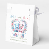 Geslacht onthullen baby shower Teddy Bear blauw ro Bedankdoosjes (Achterkant)