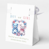 Geslacht onthullen baby shower Teddy Bear blauw ro Bedankdoosjes (Achterkant)