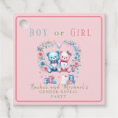 Geslacht onthullen baby shower Teddy Bear blauw ro Bedankjes Labels (Voorkant)