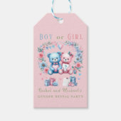 Geslacht onthullen baby shower Teddy Bear blauw ro Cadeaulabel (Voorkant)