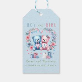 Geslacht onthullen baby shower Teddy Bear blauw ro Cadeaulabel