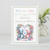 Geslacht onthullen baby shower Teddy Bear blauw ro Kaart (Staand voorkant)