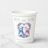 Geslacht onthullen baby shower Teddy Bear blauw ro Papieren Bekers (Achterkant)