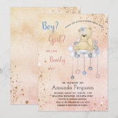 Geslacht onthullen baby shower tedy beer girl kaart (Voorkant / Achterkant)