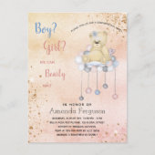Geslacht onthullen baby shower tedy beer girl uitnodiging briefkaart (Voorkant)