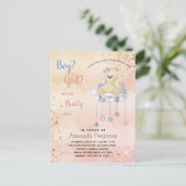 Geslacht onthullen baby shower tedy beer girl uitnodiging briefkaart (Staand voorkant)